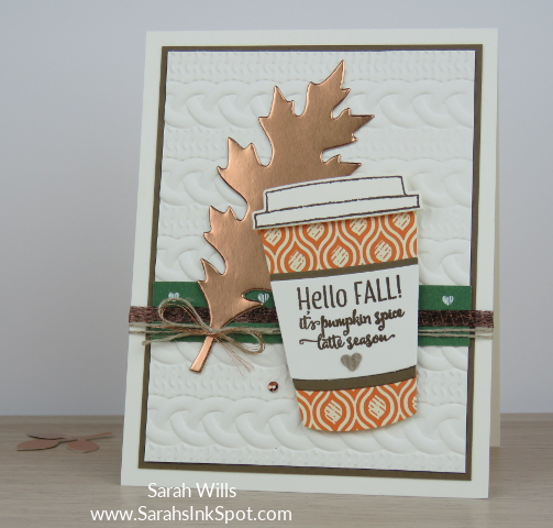 Stampin-Up-Merry-Cafe-Fall-Copper-Foil-Leaf-Pumpkin-Spice-Latte-Cable-Knit-Card-Idea-Sarah-Wills-Sarahsinkspot-Stampinup-MainShine2