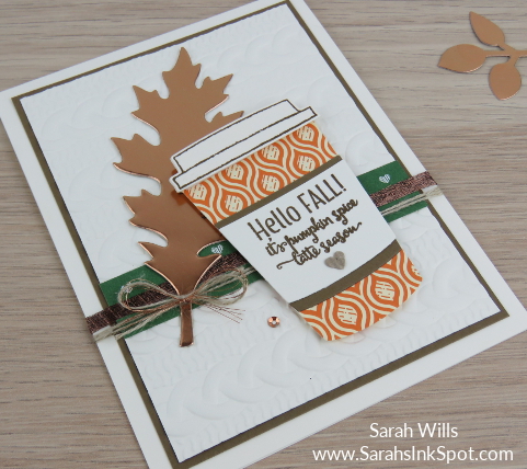 Stampin-Up-Merry-Cafe-Fall-Copper-Foil-Leaf-Pumpkin-Spice-Latte-Cable-Knit-Card-Idea-Sarah-Wills-Sarahsinkspot-Stampinup-SideView