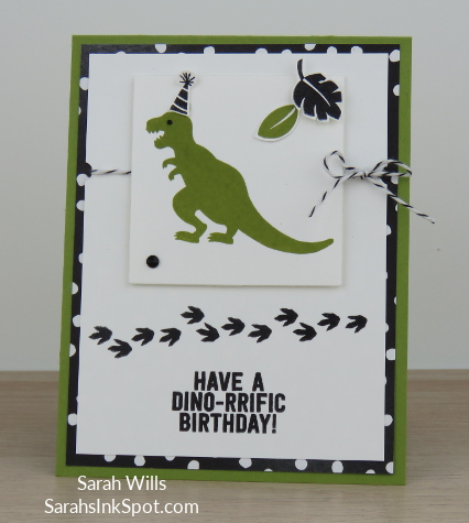 Stampin-Up-No-Bones-About-It-Dinosaur-TRex-Skeleton-Kids-Birthday-Card-Party-Favor-Idea-CAS-Sarah-Wills-Sarahsinkspot-Stampinup-Front