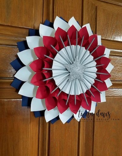 Stampin-Up-3D-Thursday-Patriotic-Paper-Cone-Wreath-July-4th-Memorial-Day-Flag-Red-White-Blue-Home-Decor-Door-Idea-Sarah-Wills-Sarahsinkspot-Stampinup-Side