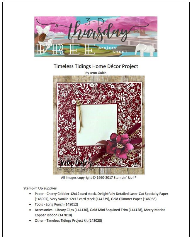 Stampin-Up-3D-Thursday-Home-Decor-Photo-Frame-Scrapbook-Page-Idea-Delightfully-Detailed-Laser-Cut-Timeless-Tidings-Project-Kit-Sarah-Wills-Sarahsinkspot-Stampinup-Cover