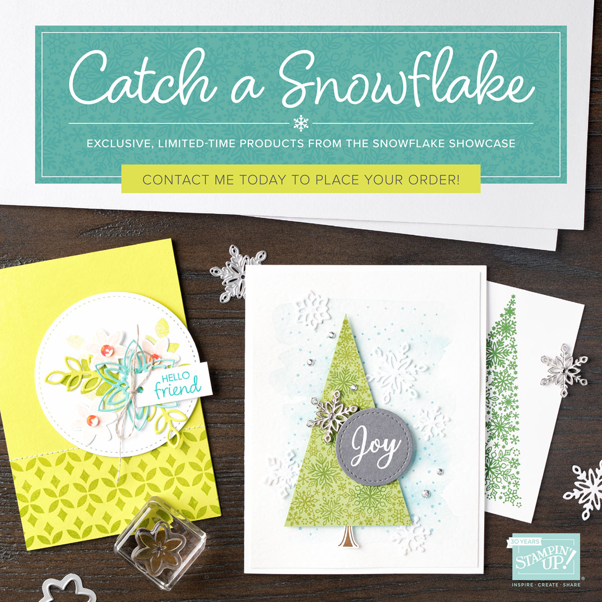 Stampin-Up-2018-Snowflake-Showcase-Snow-Is-Glistening-Happiness-Surrounds-Snowfall-Thinlits-Card-Idea-Sarah-Wills-Sarahsinkspot-Stampinup-149744-149742-149619-149620-149692-Button