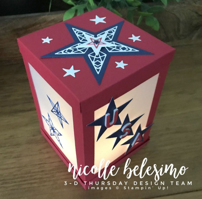 3-D stampin up papercraft patriotic lantern luminary July 4th 