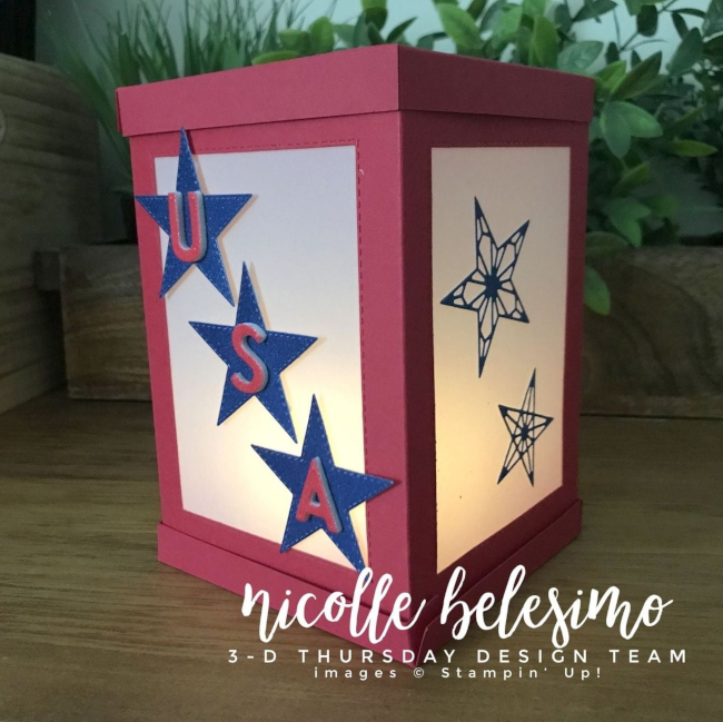 3-D stampin up papercraft patriotic lantern luminary July 4th 