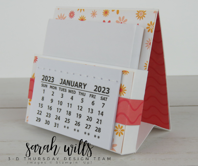 Stampin' Up! 3-D Desk Easel Post It Sticky Notes Holder with Calendar Pad