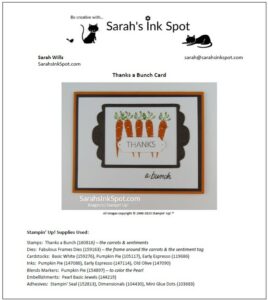 Stampin' Up! Sale-a-bration Thanks a Bunch Carrot Customer Thank You Card