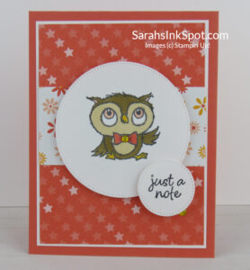 Stampin' Up! Adorable Owls Dandy Designs Thank You Note Card