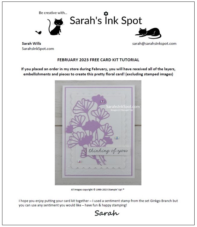 Stampin' Up! Ginkgo Branch Floral Card Free Project Sheet