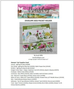 Stampin' Up! Envelope Seed Packet Holder Project Sheet