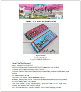 Stampin' Up! 3D Patriotic Hershey Candy Bar Wrapper Free Project Sheet