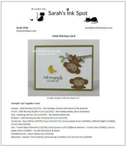 Stampin' Up! Little Monkey Bundle Hello Card Free Project Sheet
