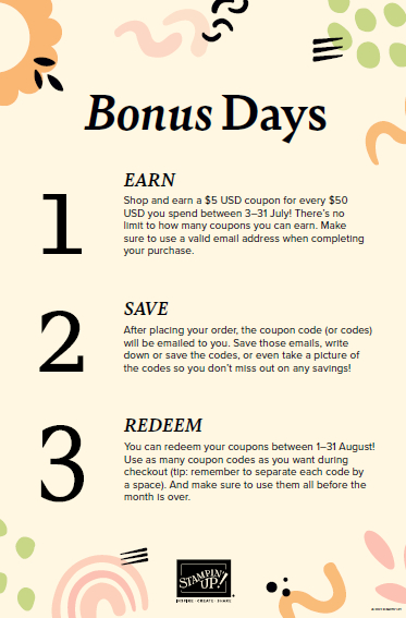 Stampin' Up! Bonus Days Infographic How To