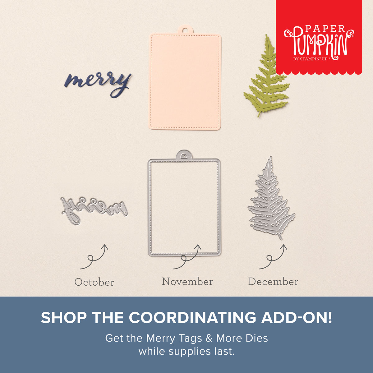 Stampin' Up! Merry Tags & More Dies Paper Pumpkin Add-On October through December 2024