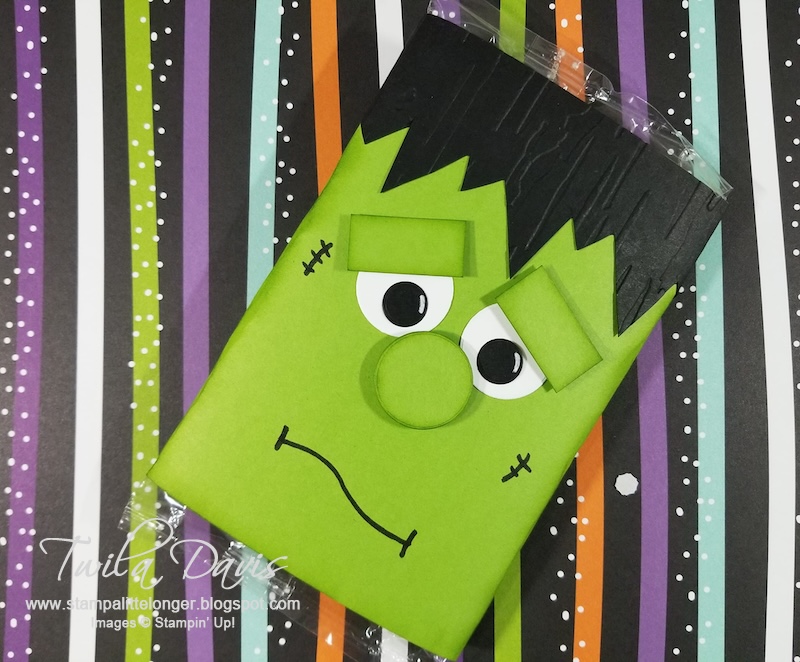 Stampin' Up! 3D Thursday Halloween Frankie Popcorn Sleeve Treat Holder Frankenstein