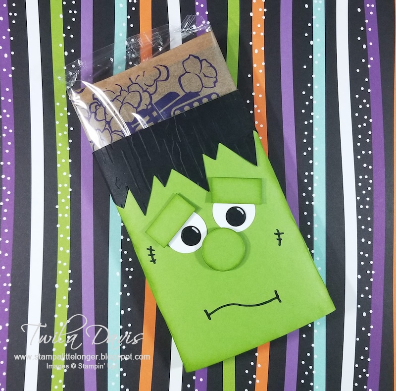 Stampin' Up! 3D Thursday Halloween Frankie Popcorn Sleeve Treat Holder Frankenstein