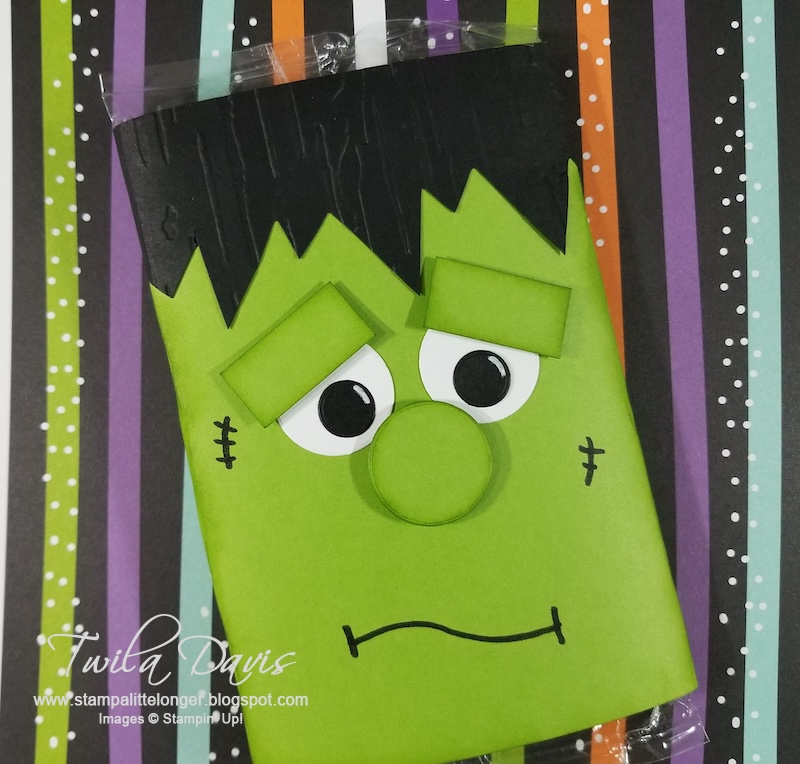 Stampin' Up! 3D Thursday Halloween Frankie Popcorn Sleeve Treat Holder Frankenstein