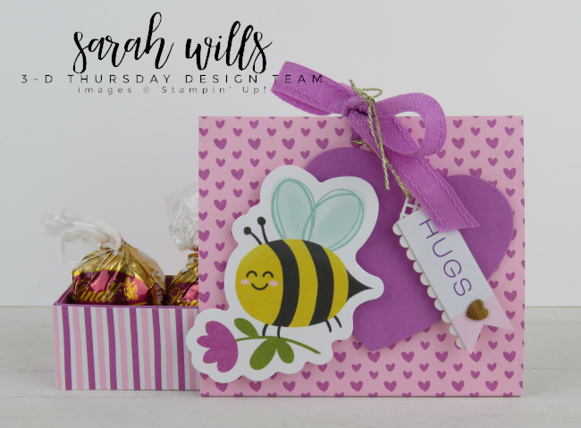 Stampin' Up! 3D Thursday Cute As Can Bee Valentine Lindt Truffle Treat Gift Box