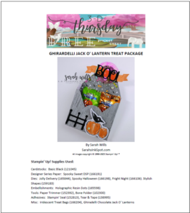 Stampin' Up! 3D Thursday Halloween Chocolate Ghiradelli Jack O' Lantern Treat Envelope Package Free Project Sheet