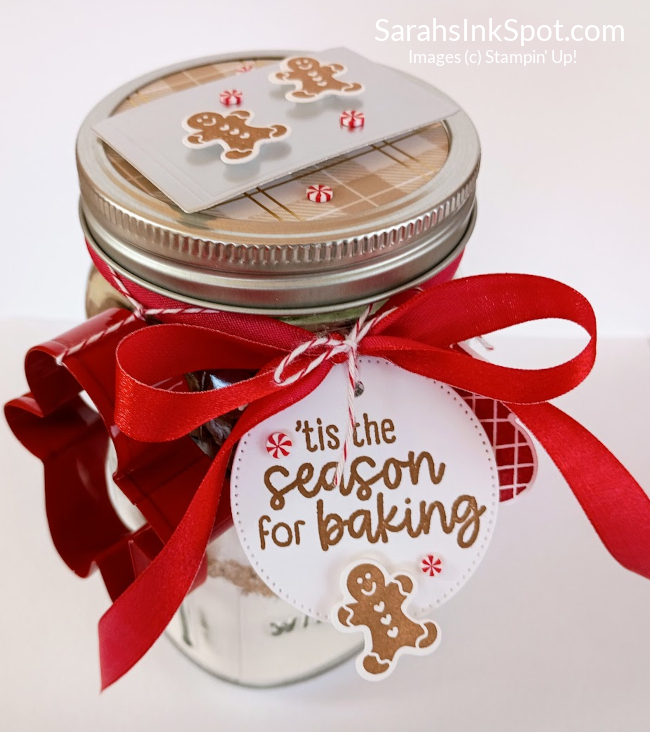 Stampin' Up! 3D Holiday Cookie Mix in a Mason Jar Christmas Gift Friend Neighbor Host Hostess