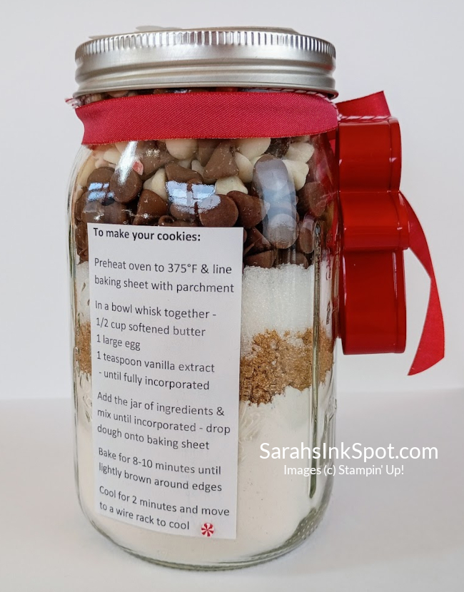 Stampin' Up! 3D Holiday Cookie Mix in a Mason Jar Christmas Gift Friend Neighbor Host Hostess