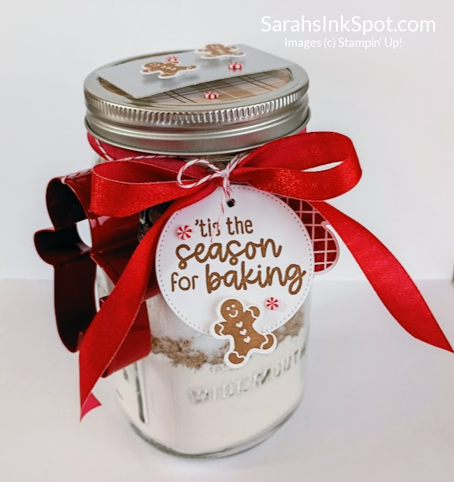 Stampin' Up! 3D Holiday Cookie Mix in a Mason Jar Christmas Gift Friend Neighbor Host Hostess