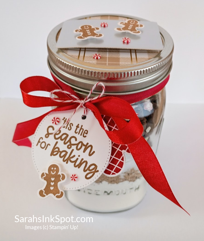 Stampin' Up! 3D Holiday Cookie Mix in a Mason Jar Christmas Gift Friend Neighbor Host Hostess