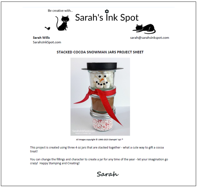 Stampin' Up! 3D Holiday Stacked Cocoa Snowman Christmas Treat Gift Friend Neighbor Host Hostess Free Tutorial