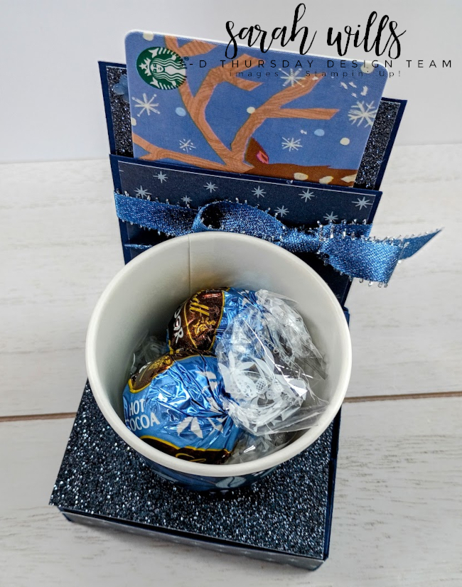 Stampin' Up! 3D Thursday Christmas Holiday Coffee Cup Gift Card Holder with Lindt Truffles