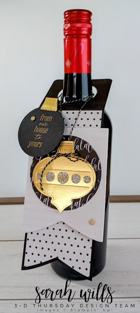 Stampin' Up! 3D Thursday Christmas Holiday Wine Bottle Topper