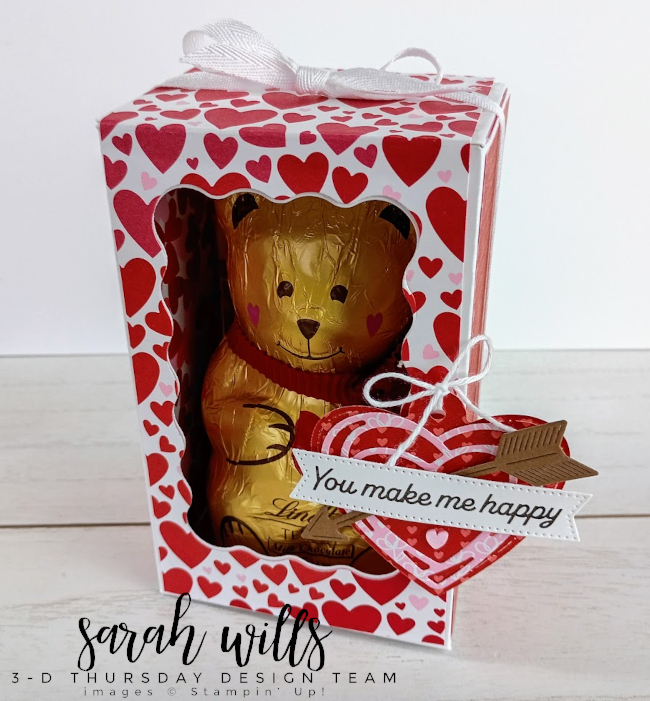 Stampin' Up! 3D Thursday Valentine Lindt Chocolate Teddy Gift Box