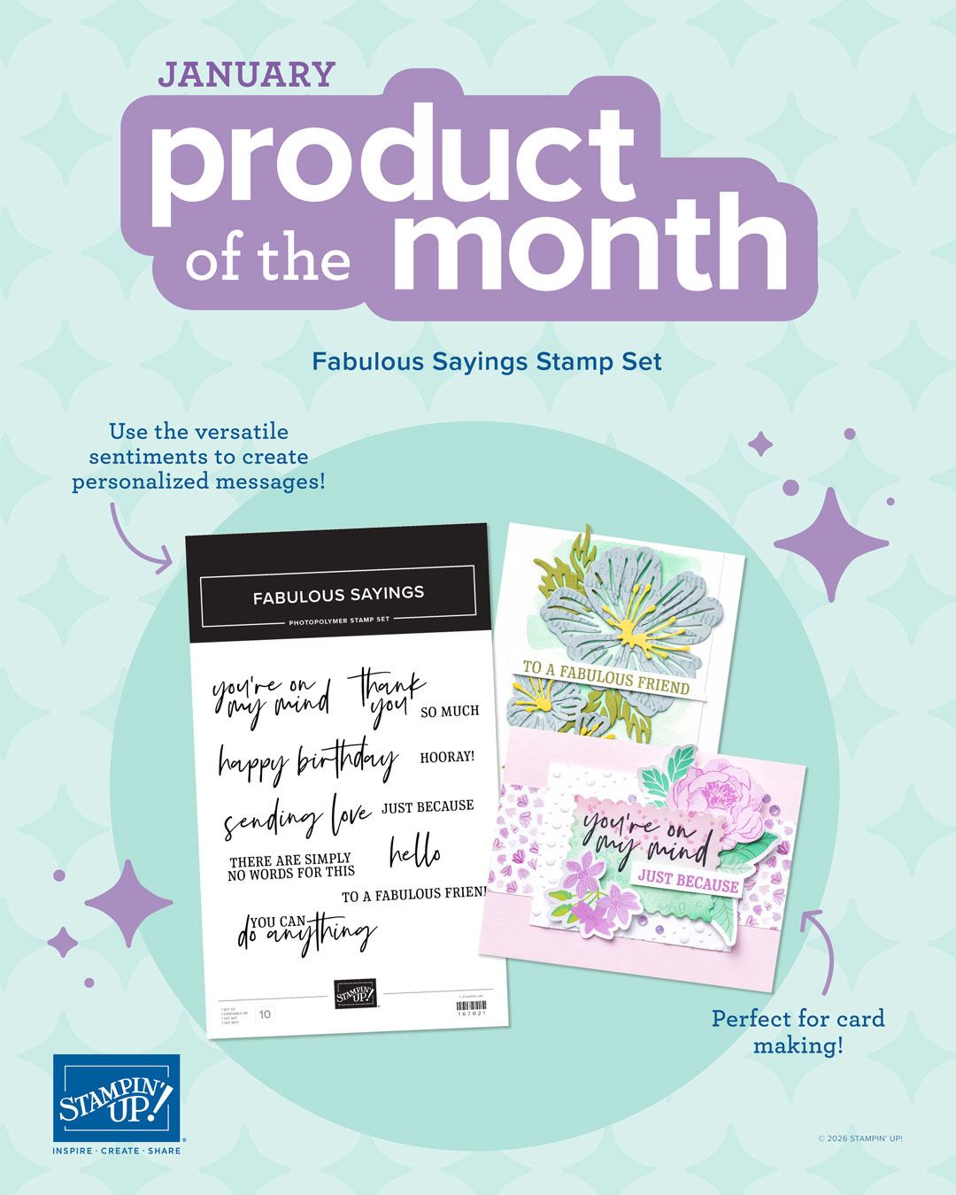 Stampin' Up! Product Of The Month Fabulous Sayings January 2026