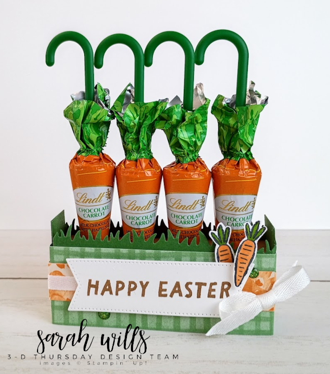 Stampin' Up! 3-D Lindt Chocolate Carrots Easter Basket Treat Box