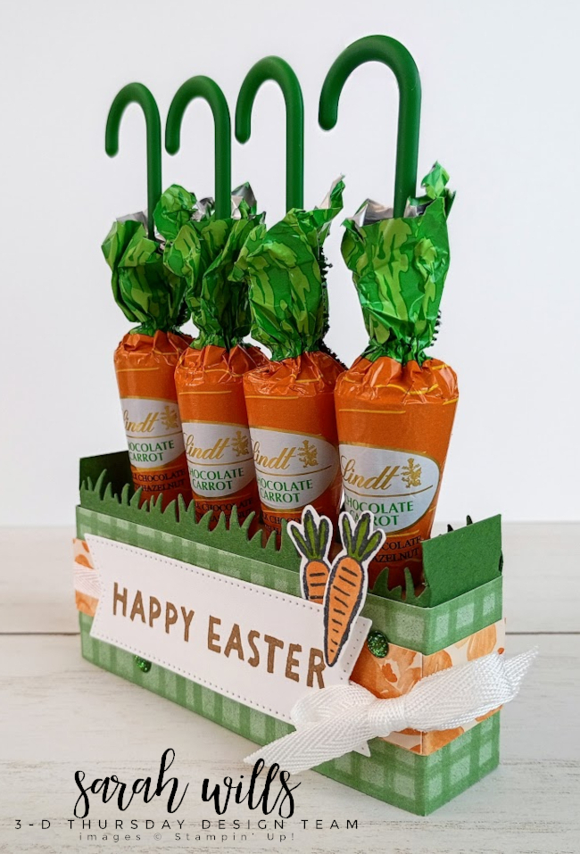 Stampin' Up! 3-D Lindt Chocolate Carrots Easter Basket Treat Box