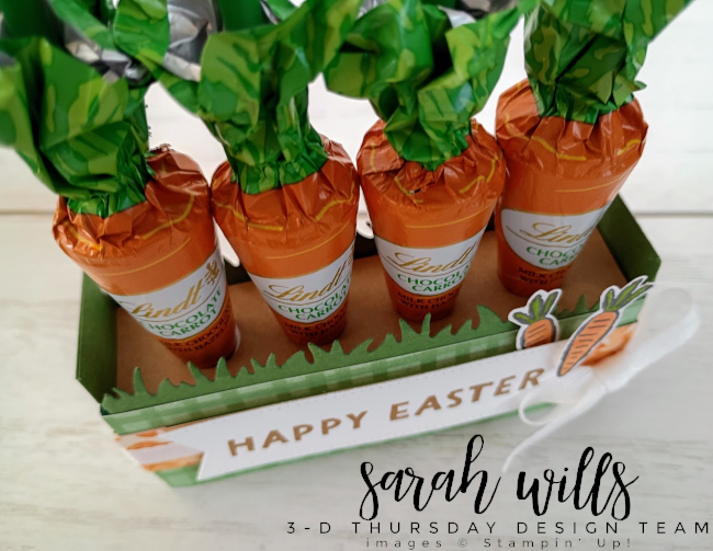 Stampin' Up! 3-D Lindt Chocolate Carrots Easter Basket Treat Box