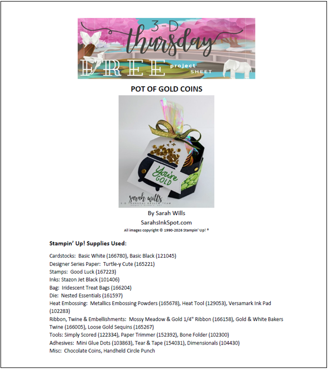 Stampin' Up! Good Luck Stamp Set Pot of Gold St Patricks Day St Paddys Day St Pattys Day