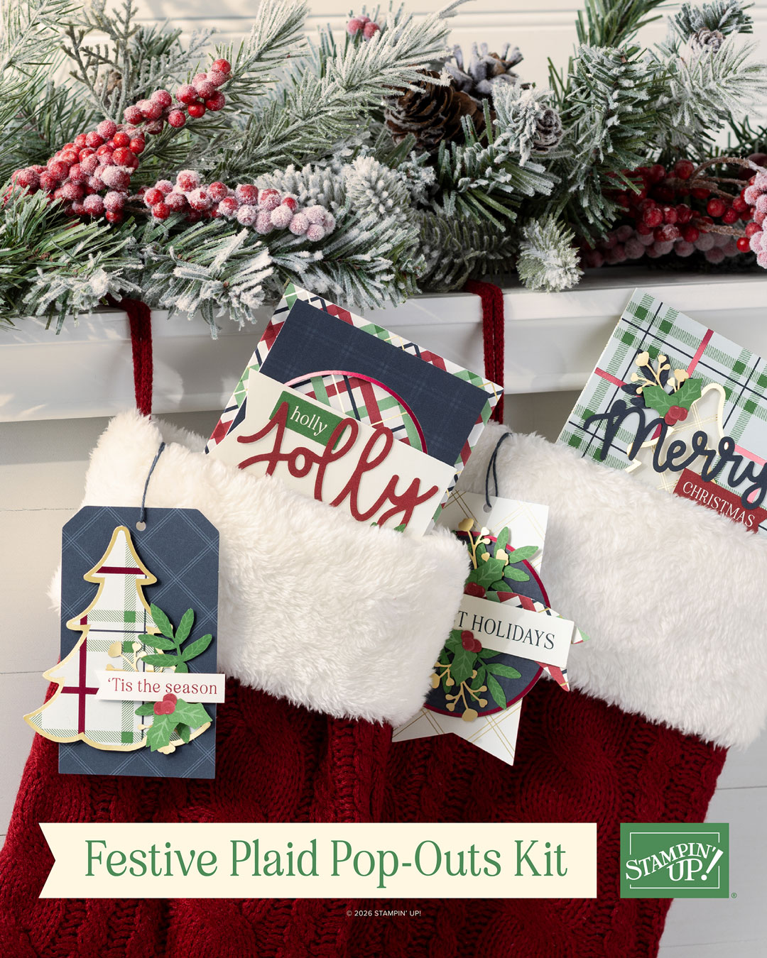 Stampin' Up! Festive Plaids Pop-Outs Card Kit Kits Collection